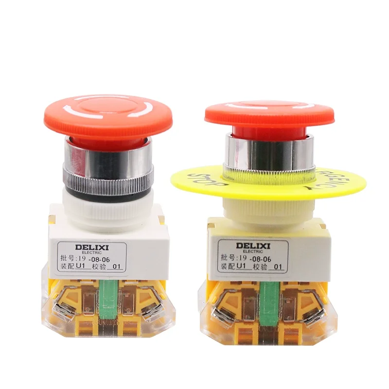 Mushroom button emergency stop self-locking PBC button switch rotation reset
