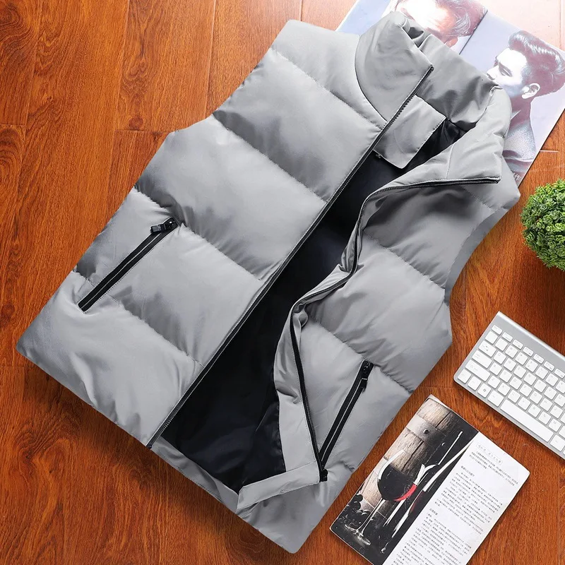Оптовая продажа, водонепроницаемая зимняя куртка с логотипом на заказ, мужской жилет без рукавов на молнии