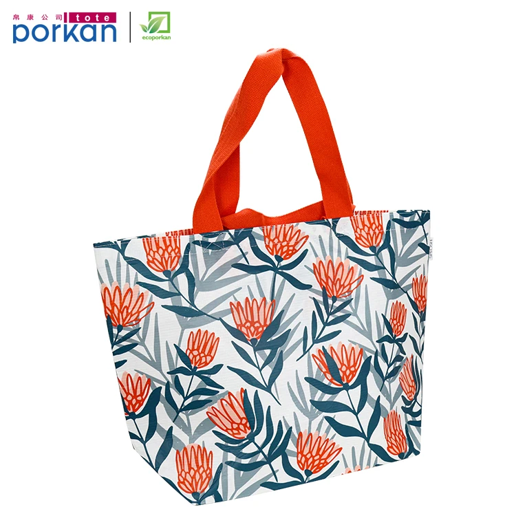 Custom Recycled Beach Style Women Tote Bag Eco Friendly RPET Water Bottles Reusable Doubdle Handle Shopper Bag With Inner Pocket