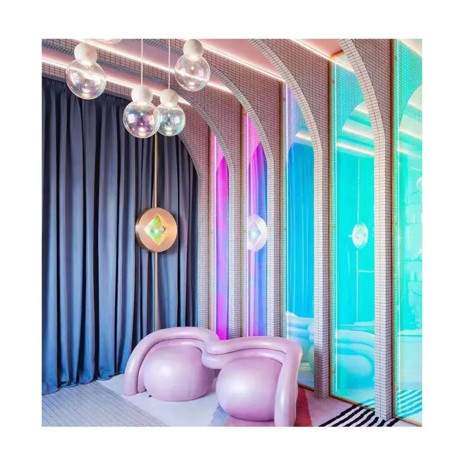 New Fashion 6mm-8mm Colorful Dichroic Tempered Decorative Glass Glazing Glass for Office Partitions Wholesale Price