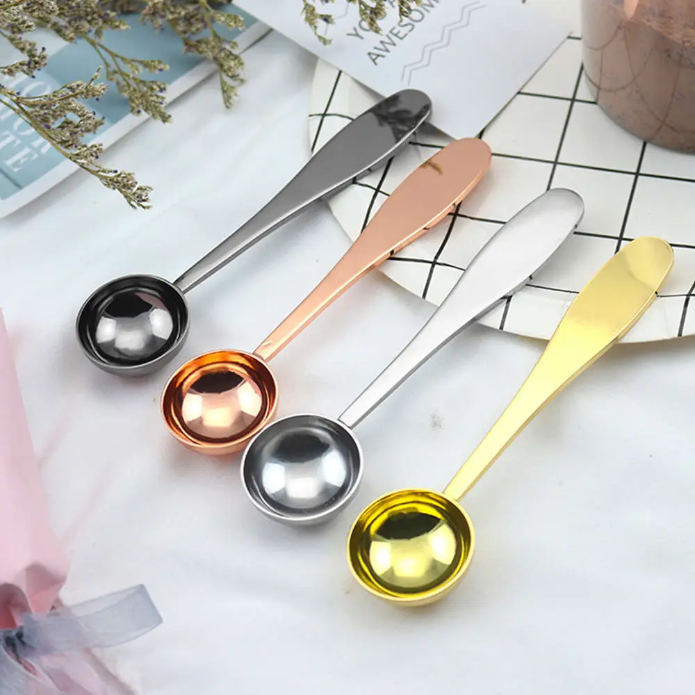High quality Gold black Coffee Scoop Stainless Steel  Measuring Spoon long-handle for Coffee Tea Matcha