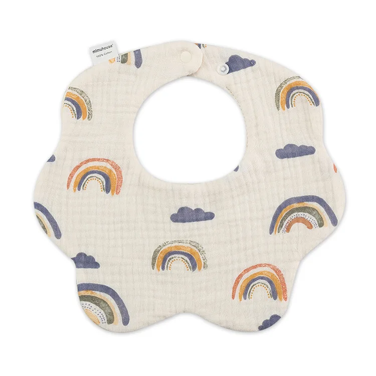 6 layers Absorbent Baby Muslin Bibs 100% Cotton Soft Breathable Baby Product for Infant Baby Muslin Bibs for Eating Drooling