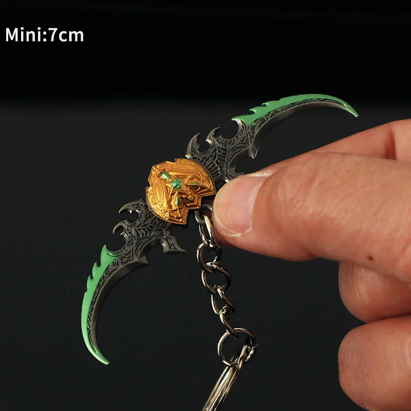 2025 keychains best sales!! Lich King Alsace Frostmourne sword Knife Ax Toy Weapons 9 cm Metal valentines day alloy keychain