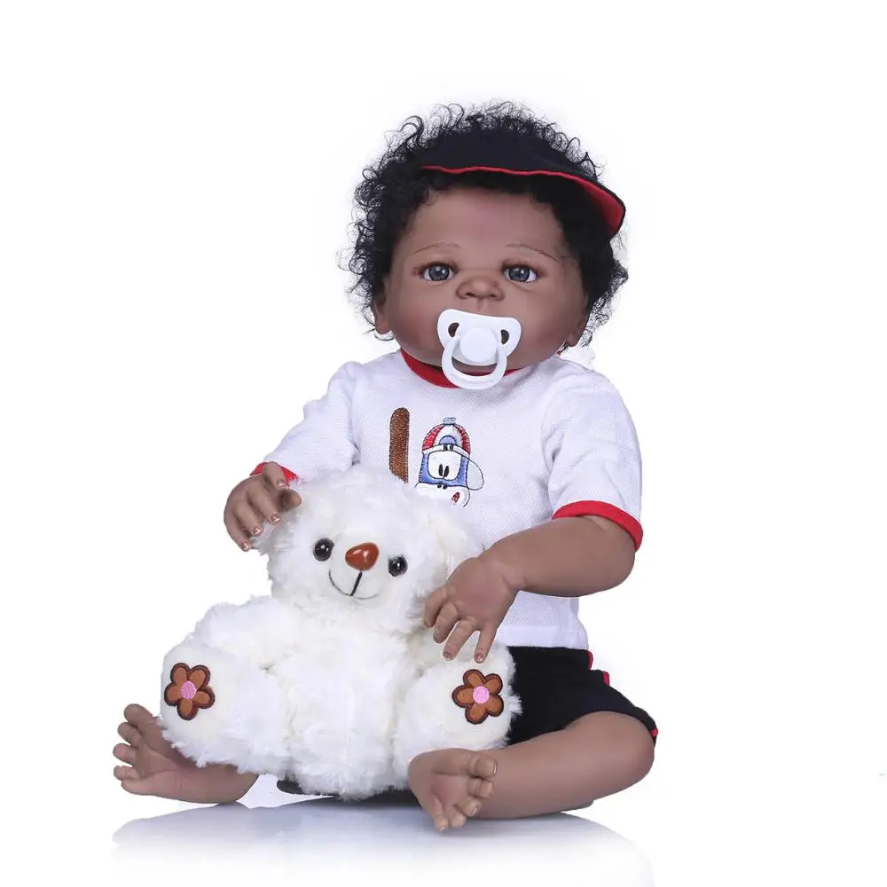 Африка Bebe reborn Menina de silicone baby doll реалистичные для новорожденных детская