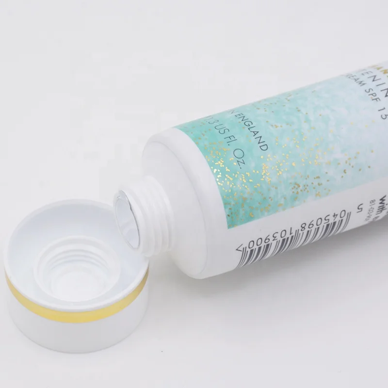 Factory direct supply 50ml empty tube white aluminum laminated tube cosmetic packaging with black cap