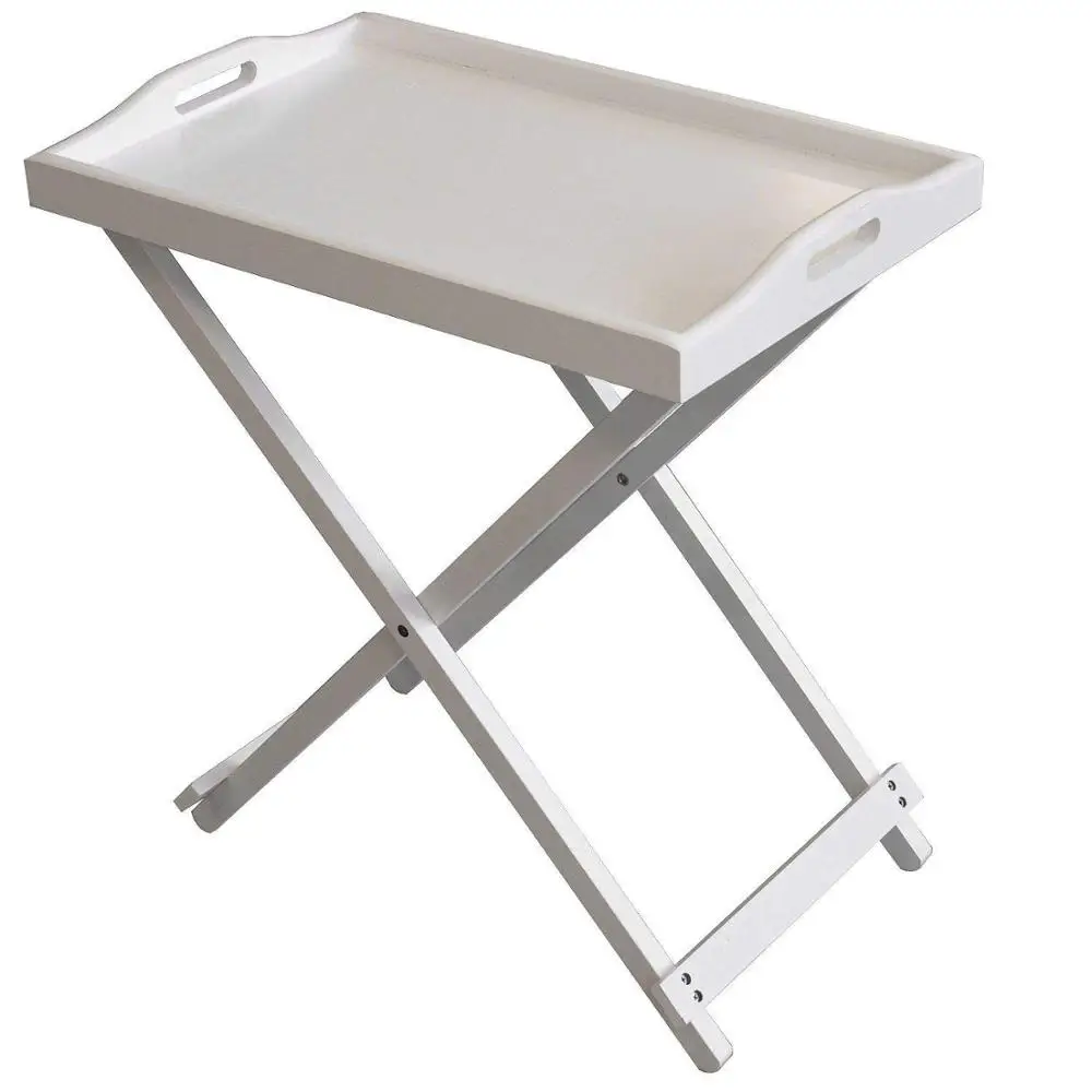 Cheaper big personalized customized Taylor & Brown White Wooden Folding Butler Serving Trays for Ottomans Wooden Tray Table