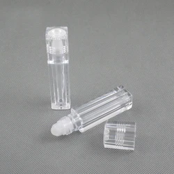 Luxury 6ml 7ml empty square all clear roll on lip gloss tubes container with pink top lipgloss roller tube