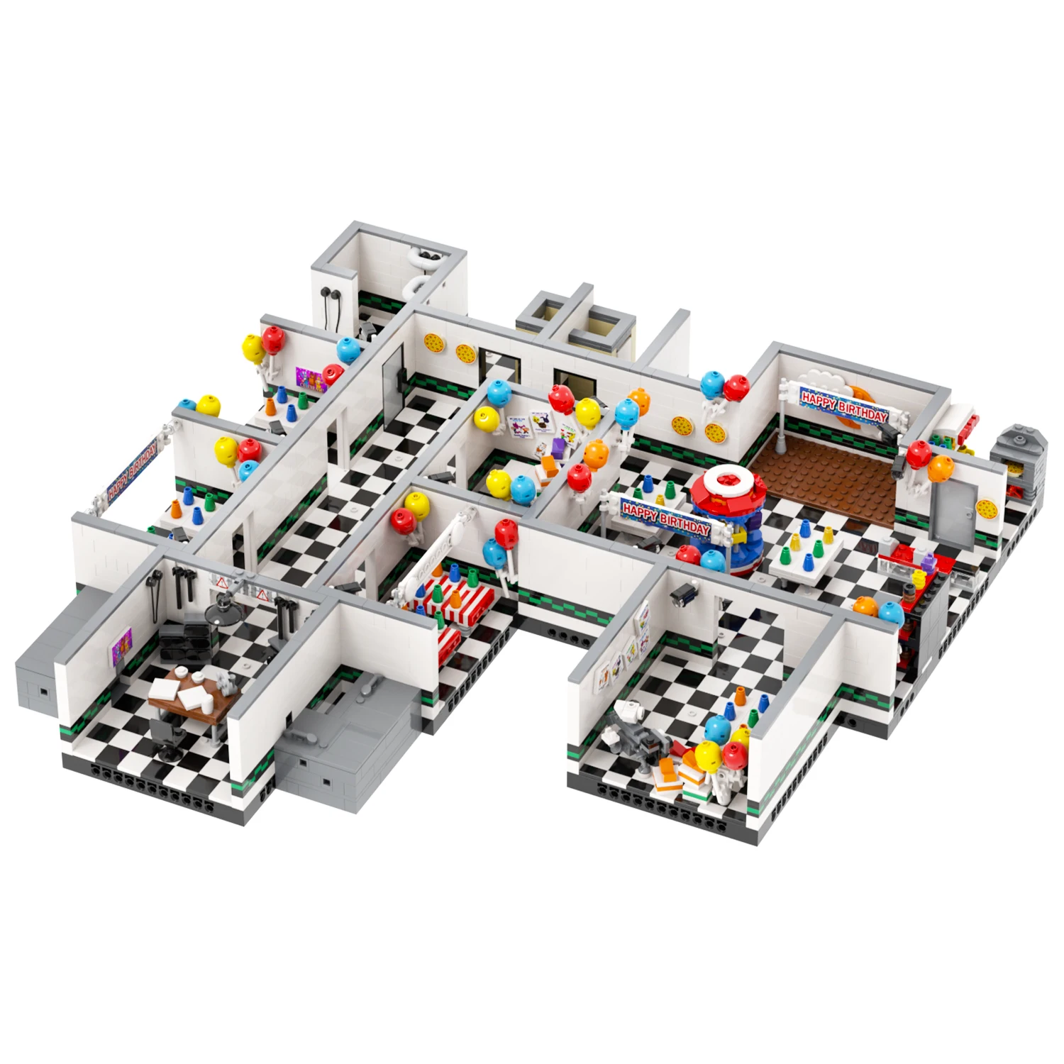 MOC1471-1475  FNAF Midnight Bear 2 Office Stage Storage Room Toilet Diy Building Block Sets Children Educational Toys Kids