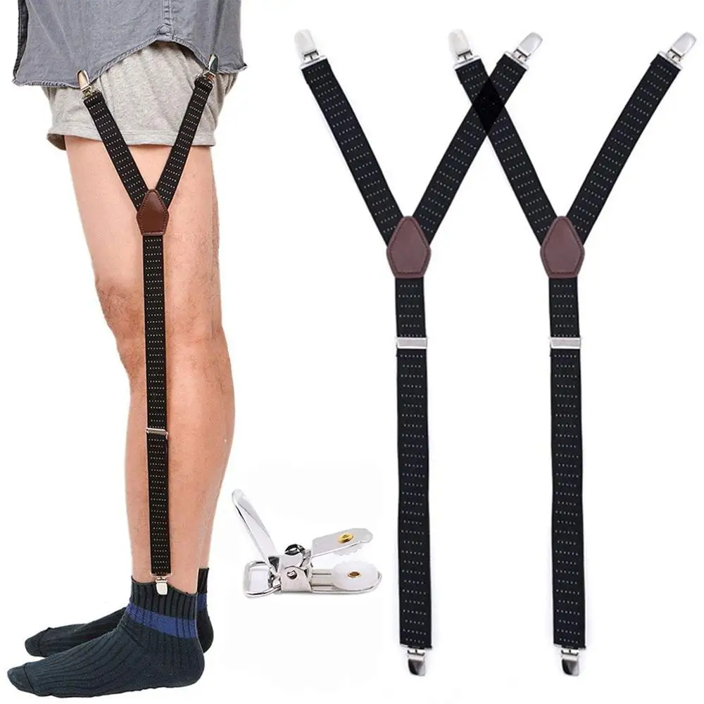 Cheap Fashionable Adjustable Non-slip Shirt Stays Y Shape Elastic Shirt Holders Straps Sock Clamp Shirt Stays for Men