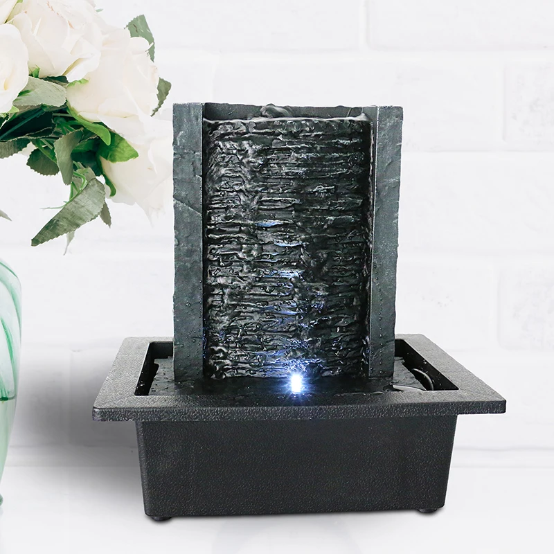Wholesale Table Top  Flow Water Fountain Polyresin Waterfall Fountain With Light For Indoor Home And Office Decor