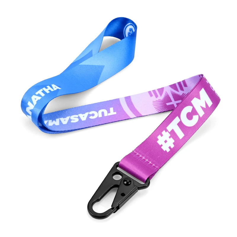Hot Selling Custom Polyester Eagle Hook Lanyard Sublimation Logo Printed Strap Keychain Lanyard