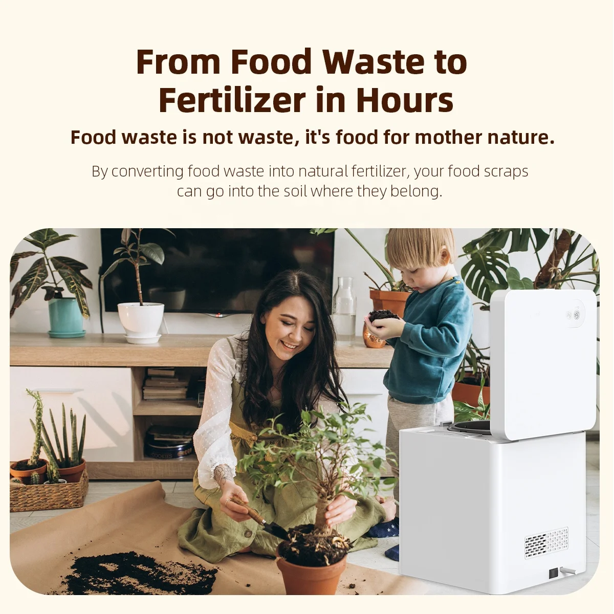 LUXFOND Compostable Buckets Electric Smart Organic Decomposers Food Waste Garbage Disposal Food Bin Composter Machine