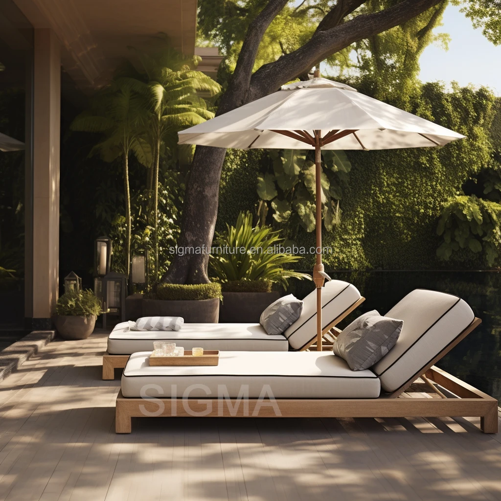 Best quality all weather furniture garden set chaise lounge teak sun bed poolside beach folding chair