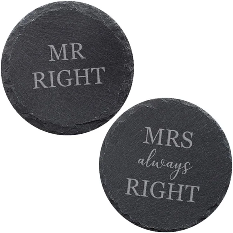 Factory Custom Slate Coasters Logo Slate Coasters 4x4 Bluk Round Black Slate Drink Coasters Cup Mat
