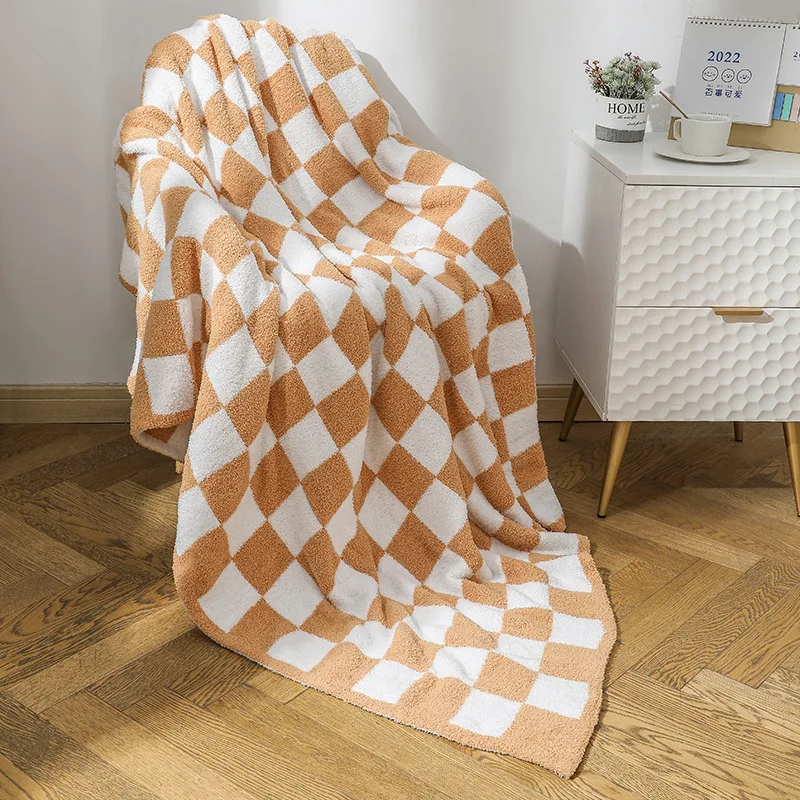 Nordic western fluffy Knitted Checkerboard  Other Blankets Soft Cozy Fuzzy Bed Best Gift Twin  Checkered Throw Blanket