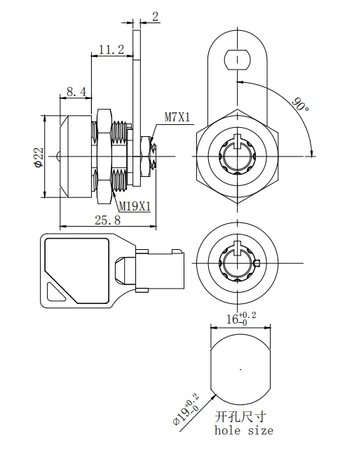 Security manufacturer key cylinder notebook mini cam lock set