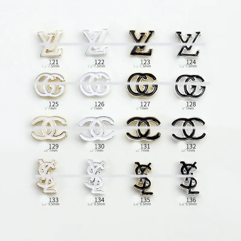 metal material multi color Oil dripping process with brand metal alloy logo nail art rhinestone charms