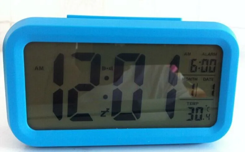 HOT  sale  Digital Alarm Clock   LCD Display Snooze Electronic Clock  Sensor Nightlight Office Table Clock