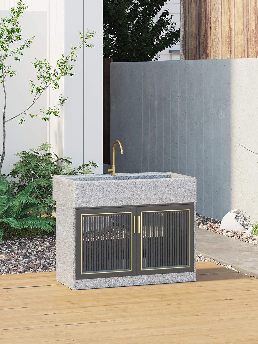 Luxury Modern Marble Outdoor Standing Wash Countertops Hand Sink Basin Laundry Sink With Wash Board for Courtyard