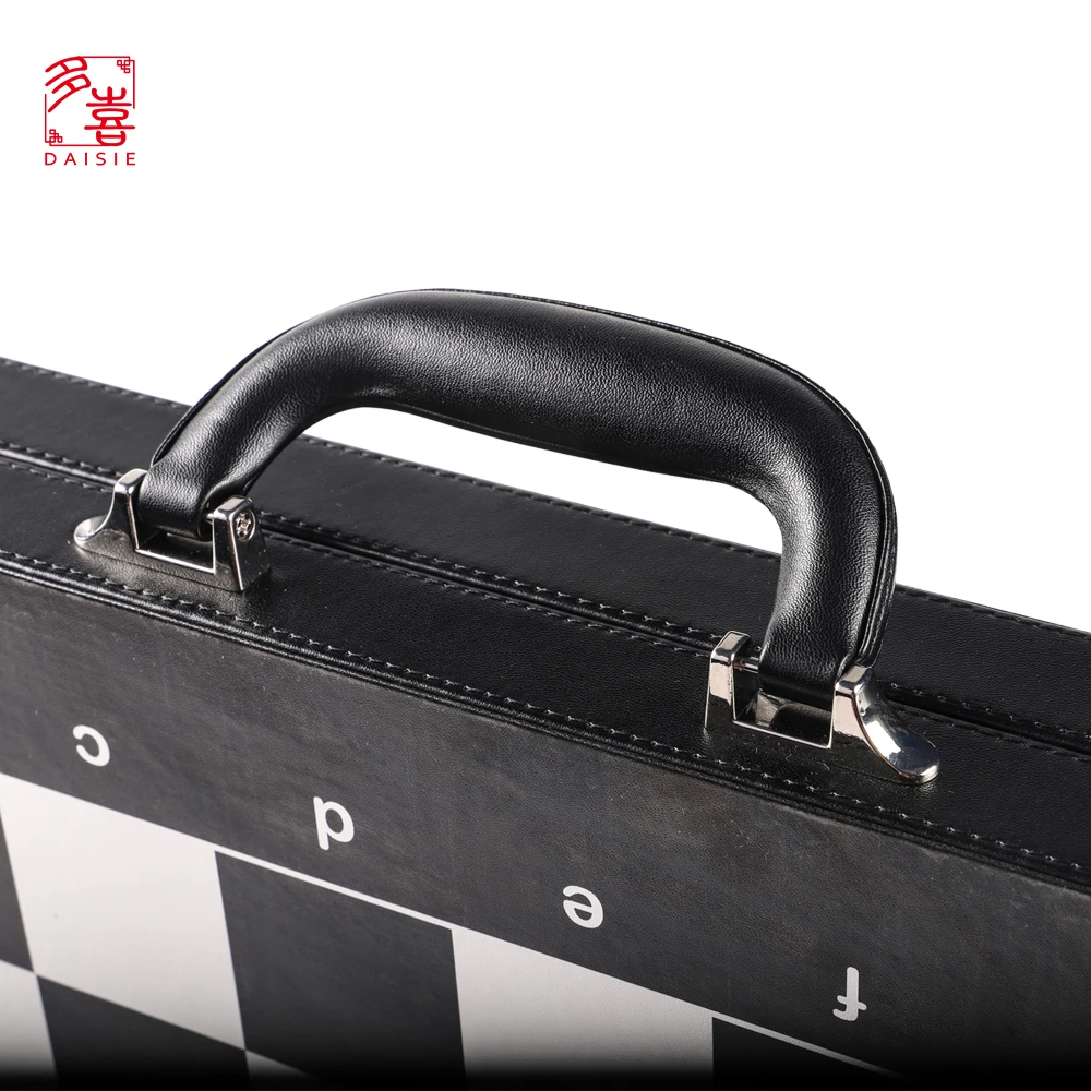 High Quality Leather Customized 2 in 1Folded International Chess Game Set and Backgammon set