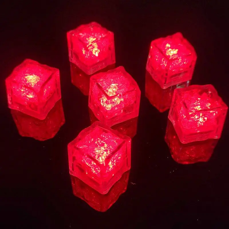 Wine Glass Decoration Led Block Flashing Induction Luminous Ice Acrylic Colorful Glowing Led Ice Cubes For Halloween Party