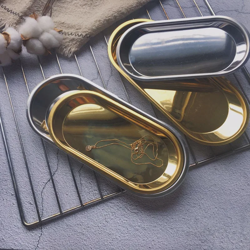 Rolling Tray Set Wholesale Hotel Restaurant Luxury Plain Rose Gold Cookie Metal Stainless Steel Decorative Serving Rolling Trays