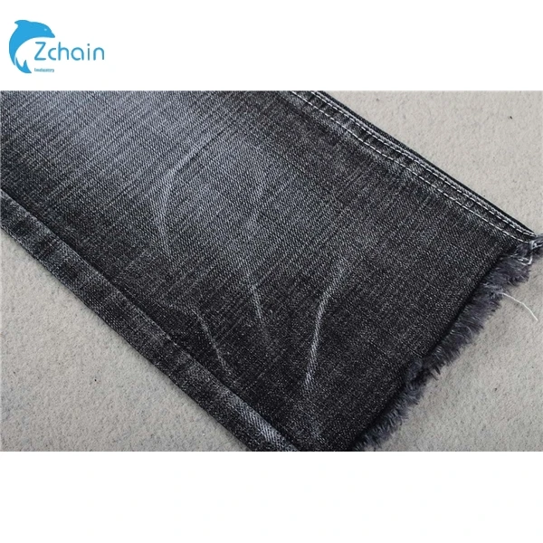 Cheapest Sulfur black cross hatch slub stretch cotton lycra denim fabric