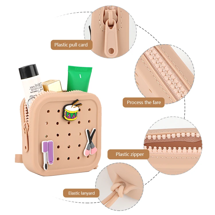 wholesale DIY cute silicone hole pen bag mini makeup bag stationery storage bag