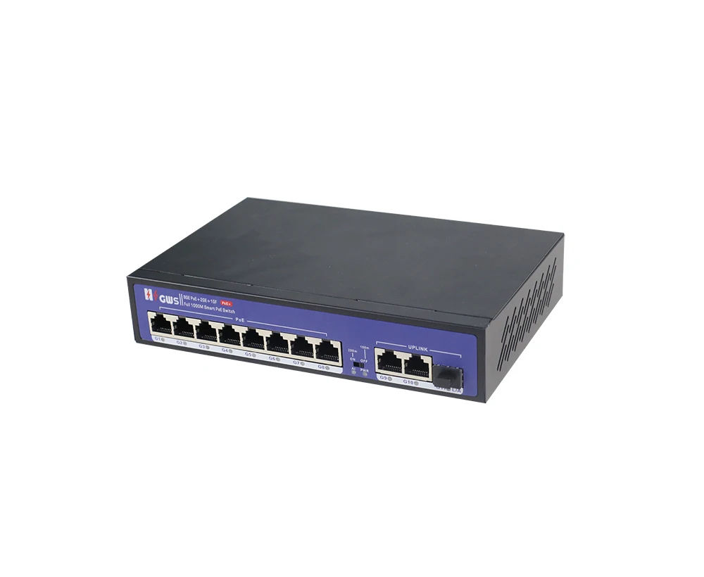 HZGWS 11-port Gigabit Uplink poe switch  8FE PoE+2GE Uplink port+1 SFP PoE Switch
