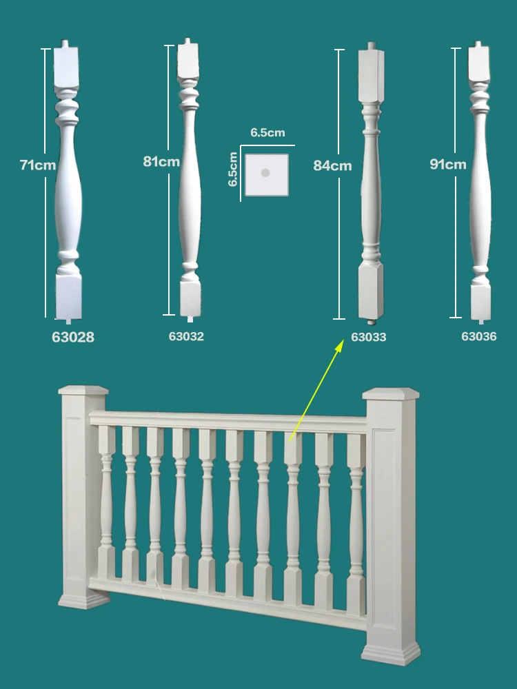 Wholesale polyurethane baluster mold  stair railing handrail balustrades handrails PU hand rail pu baluster Stair Rai