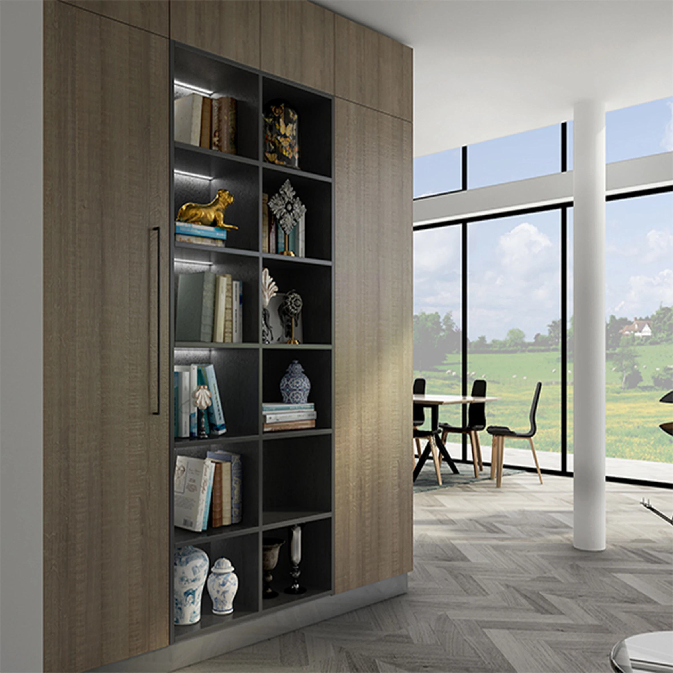 
Hot Sale Wholesale hotel project PVC kitchen cabinets with Insland 