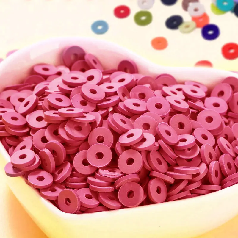 Children Educational Creative Diy Clay Bead Craft Kit Flat Round Shape Colorful Design Polymer Clay Beads for Bracelet Making