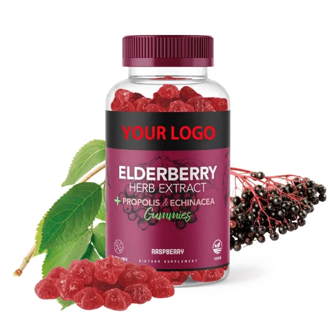 OEM/ODM Pectin Raspberry Herb Extract Propolis Echinacea Elderberry Gummies