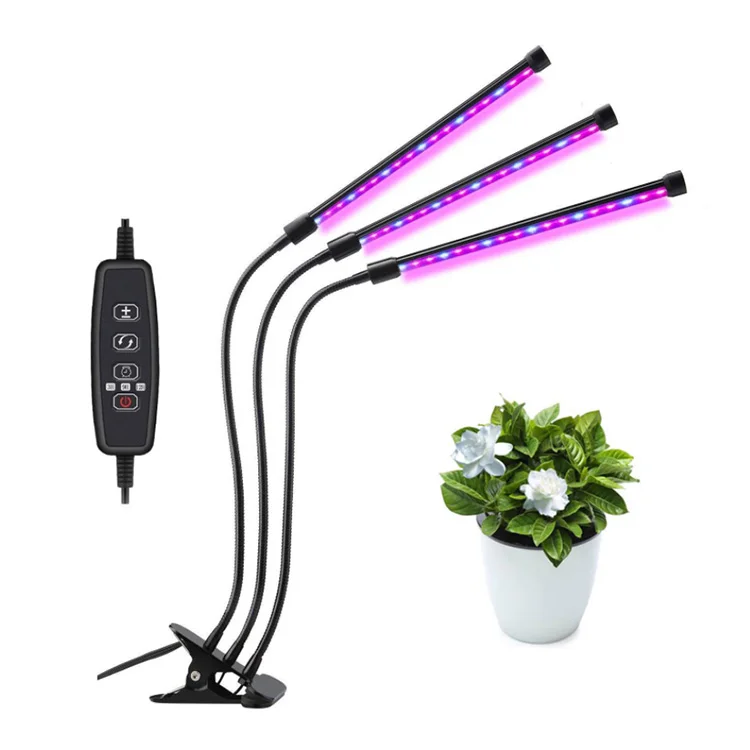 LED Grow Light with Control For Plants Seedings Flower Full Spectrum, 3/9/12HR Timer, 3 Tubes USB Phyto Lamp