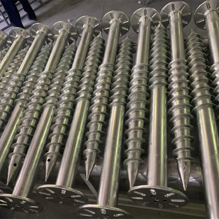 Ground Screw Pole Anchor Foundation Spiral Steel Pile For Rock