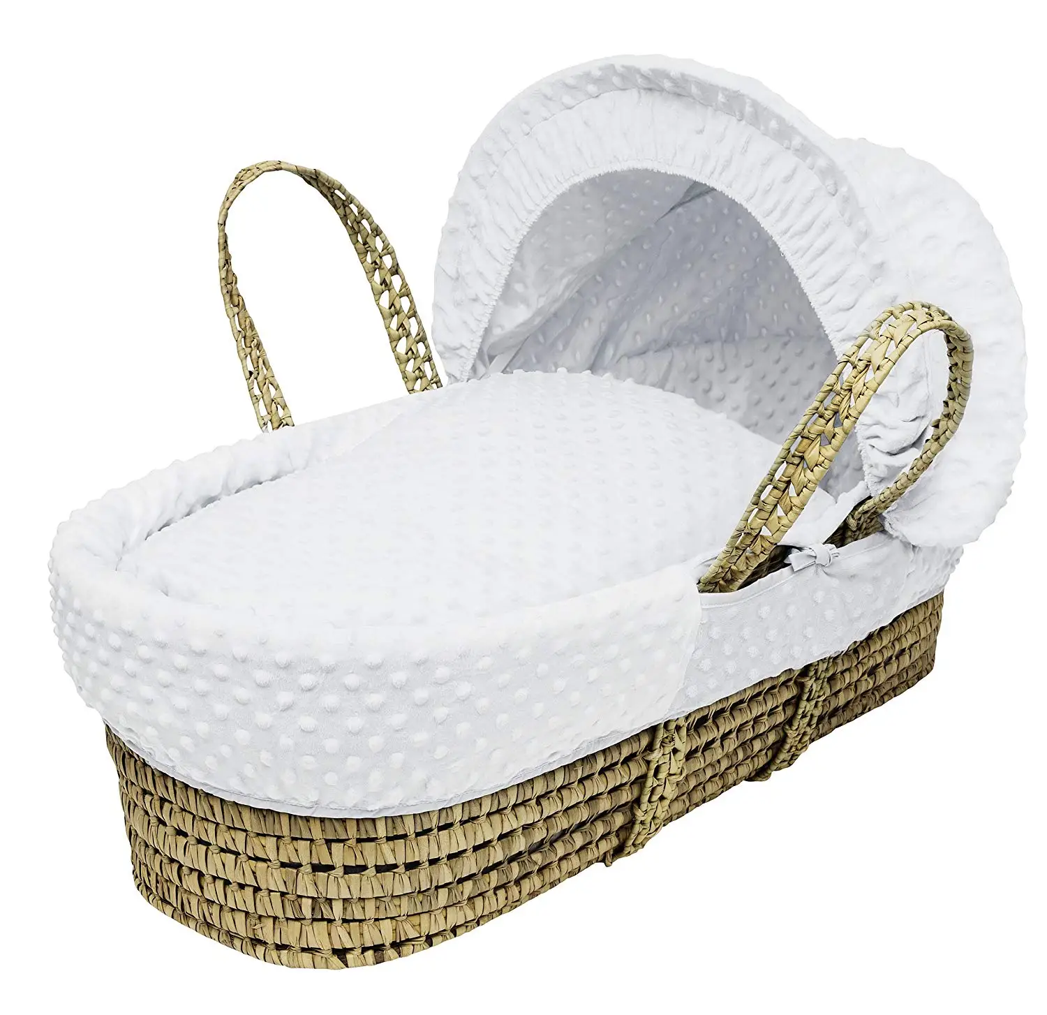 
Moses basket with minky dimple fabric bedding set liner incl windshield/bunting sleeve/Cushion mat/pillow/quilt cover 