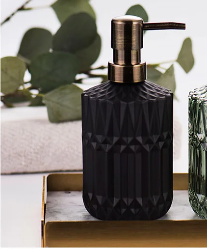 Custom Factory Price Home Washroom Accessories Soap Dispenser Marble Effect Resin Bathroom Set