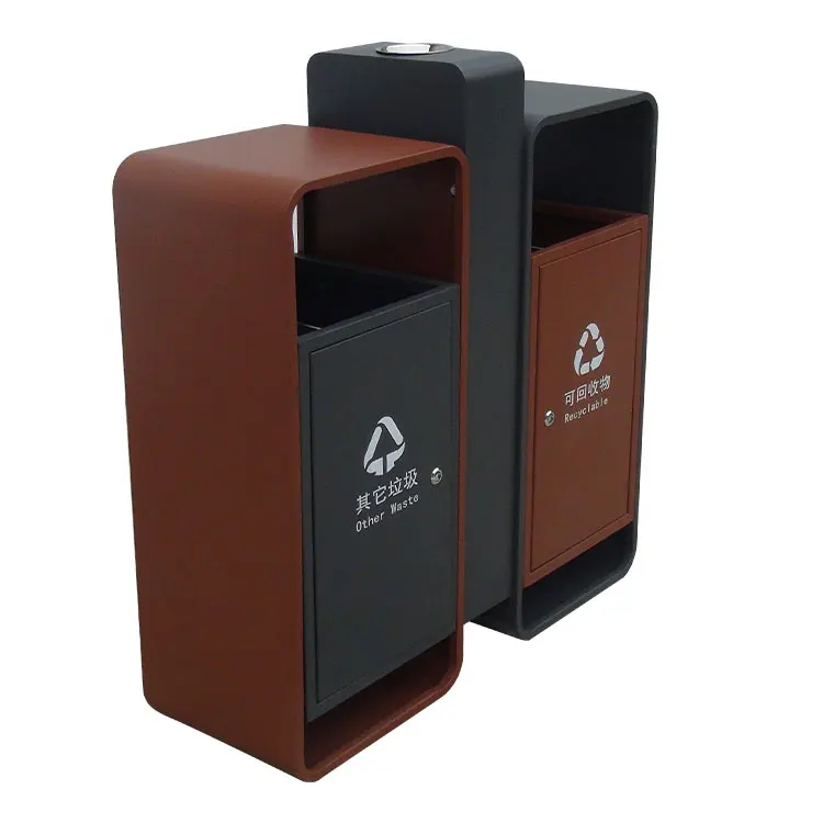 Garden Eco-friendly Classified Garbage Can Outdoor Metal Waste Dustbin Commercial Rubbish Bins Outside Garden Double Trash Bin
