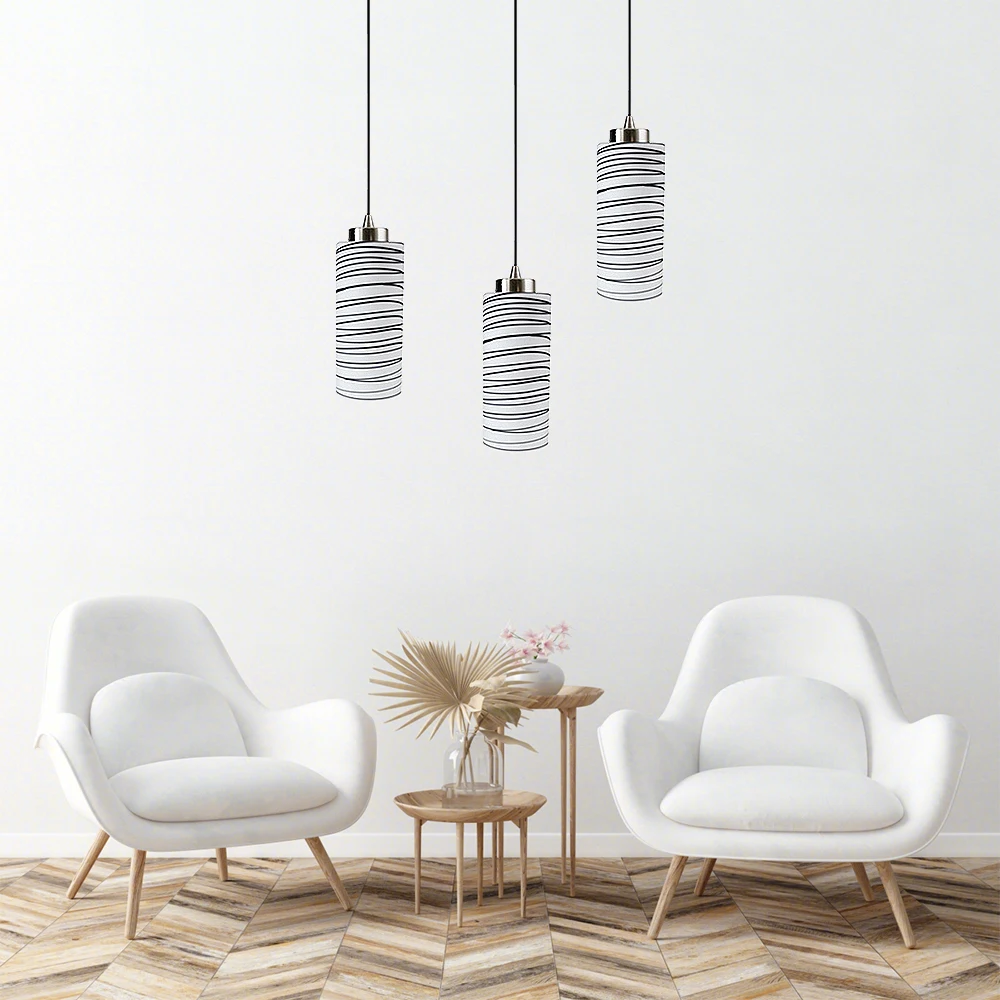 Zebra line drawing SWL glass black and white pendant lamp island lights apartment dining room chandelier ETL approval LED lamp