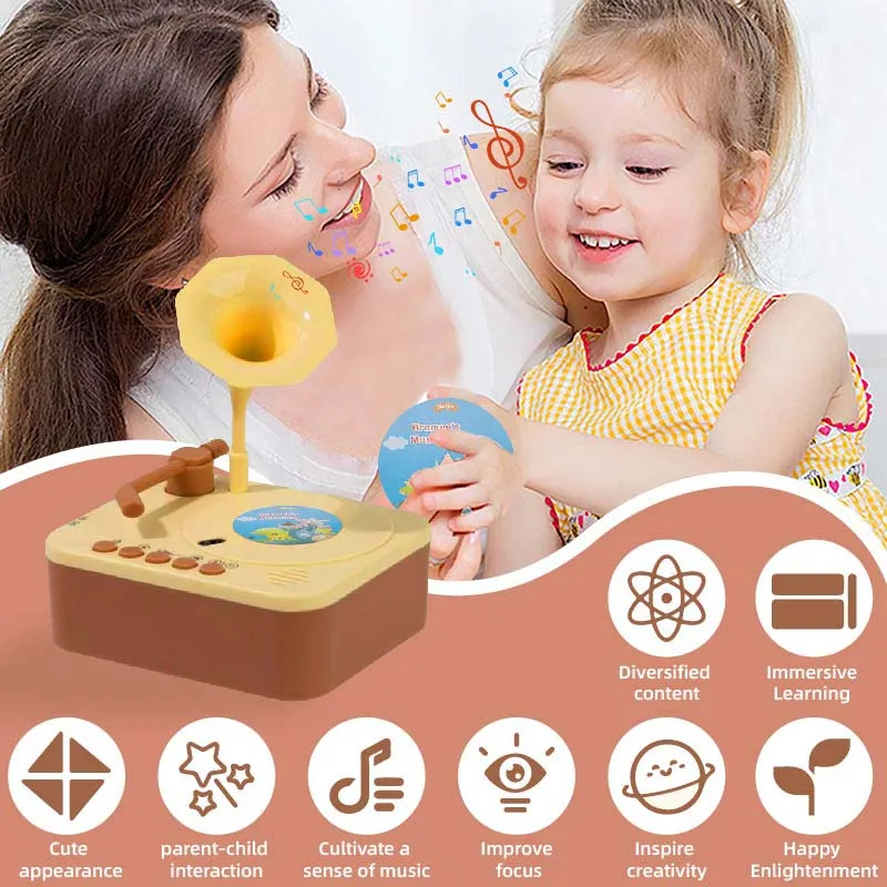 Unisex Kids Music Player Toy Early Childhood Education Gramophone Phonograph Story Machines for 2-4 & 5-7 Years Made of Plastic
