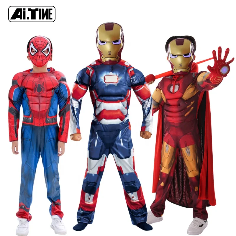 Детская одежда Человек-паук Железный человек Капитан косплей костюм для мышц трико детская одежда для выступлений