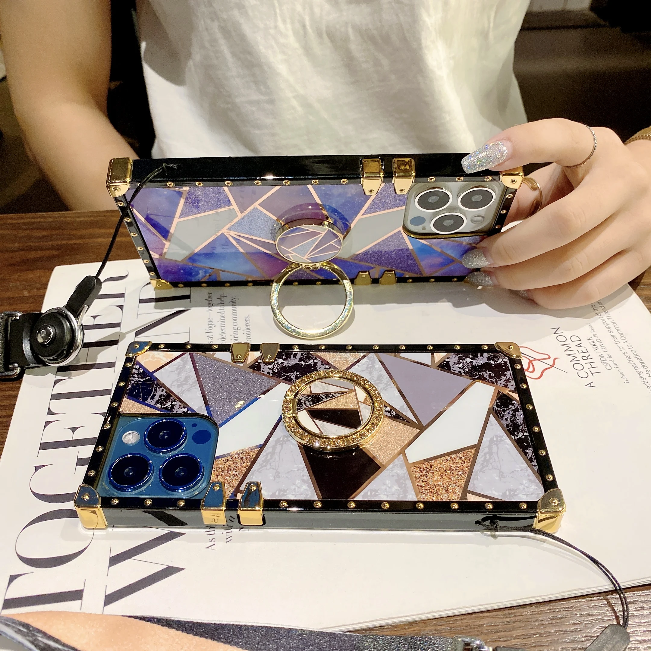 leather square designer phone cases for samsung  luxury phone case for iphone 11 pro iphone 12 case with strap 12 mini pro max