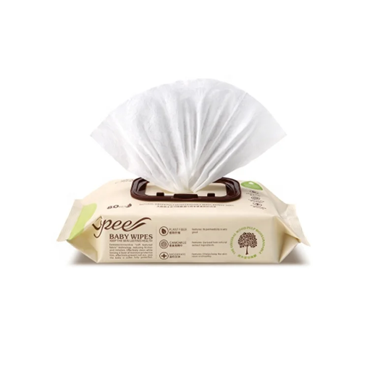 100% Natural Flushable Wet Wipes With Vatimin E disposable unscented  baby face cleaning wet wipes customized brand