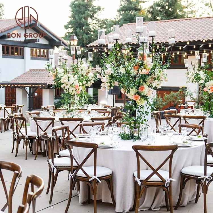 China Wholesale ceremony Catering luxury Commercial wooden chair cross back Hotel Event Party wedding furniture design chair