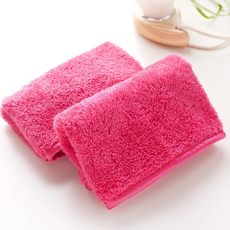 40x18cm Hot Pink Women Girl Beauty Wash Tools Reusable Facial Cleaning Eraser Makeup Remover Microfiber Face Towel