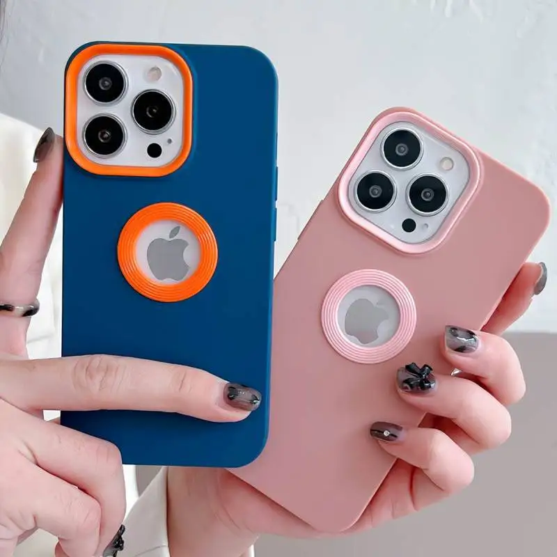 Display logo hollow carved design Liquid TPU phone case for iPhone 13 Pro max