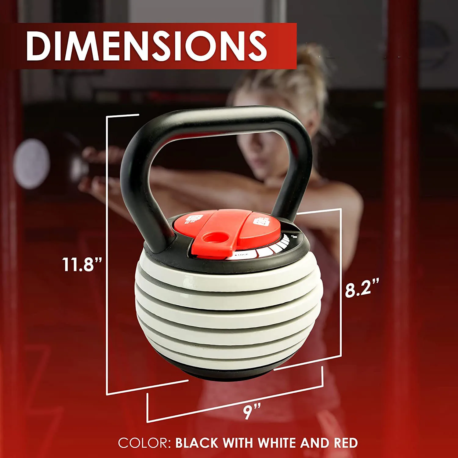 9kg Adjustable Kettlebell with Handle Bar Home Gym 5 To 20lb Weight Set Cast Iron Kettlebell Safety Lock Soft Base