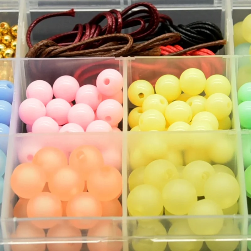 Hot Sales 12 Grids 4/8/10mm  Round Colorful Gold Frosted Beads In Beads Wax Thread DIY Beads Set For Kid Jewelry Making Necklace