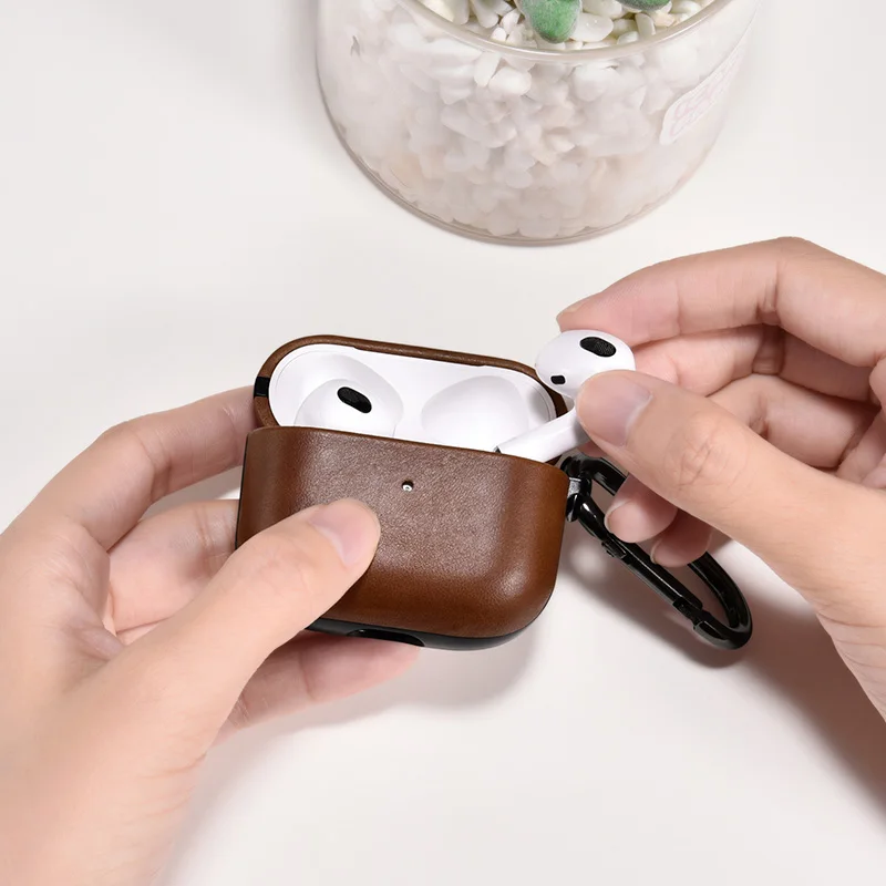 China Customized Wireless Earphone Accessories Genuine Leather Vintage For Airpods 3 Case