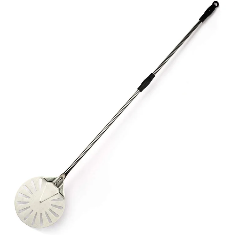 Factory Wholesale Perforated Aluminum Pizza Shovel  Round Detachable Pizza Peel With Long Handle